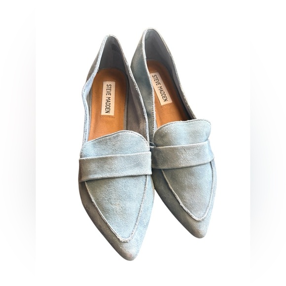 Steve Madden women’s carver Leather Loafer flats size 6 beautiful baby blue used - Picture 4 of 9